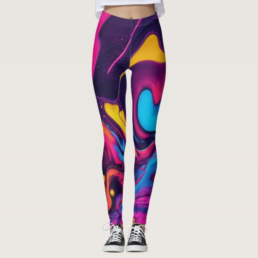 Levendige Abstracte wervelingen Leggings (Voorkant)