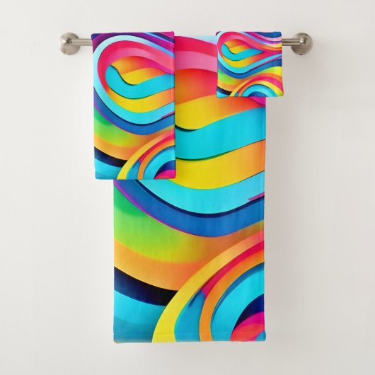 Levendige Abstracte wervelingen van kleur Bad Handdoek (Insitu)