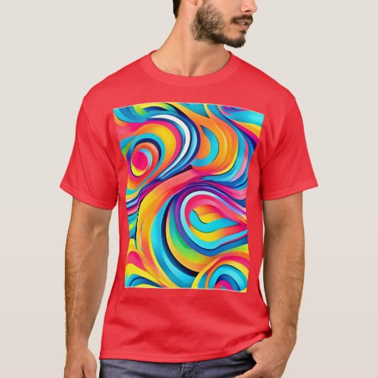 Levendige Abstracte wervelingen van kleur T-shirt (Voorkant)