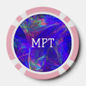 Levendige Abstracte wervelingen van roze Blues Gro Poker Chips (Achterkant)