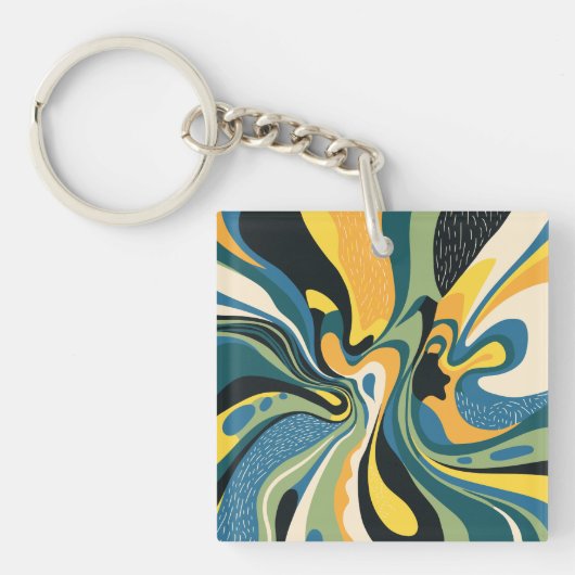 Levendige Abstracte wervelkunst Sleutelhanger (Voorkant)