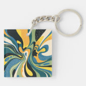 Levendige Abstracte wervelkunst Sleutelhanger (Achterkant)