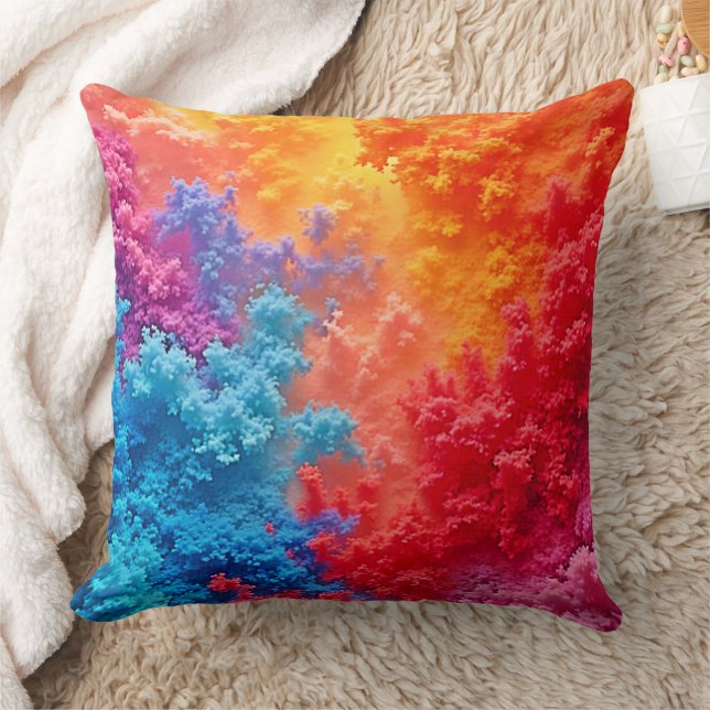 Levendige Abstracte Wolkenkleuren Kussen (Deken)