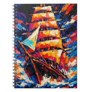 Levendige Abstracte Zeilschip Oceaan Kunst Notitieboek