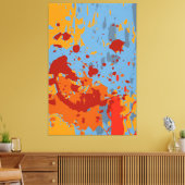 Levendige Abstracte zomerblauw-Oranje verfspetter Canvas Afdruk (Insitu (Woonkamer))