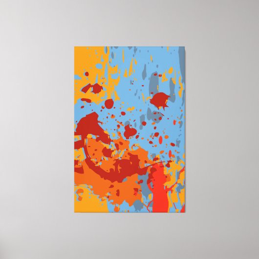 Levendige Abstracte zomerblauw-Oranje verfspetter Canvas Afdruk (Voorkant)