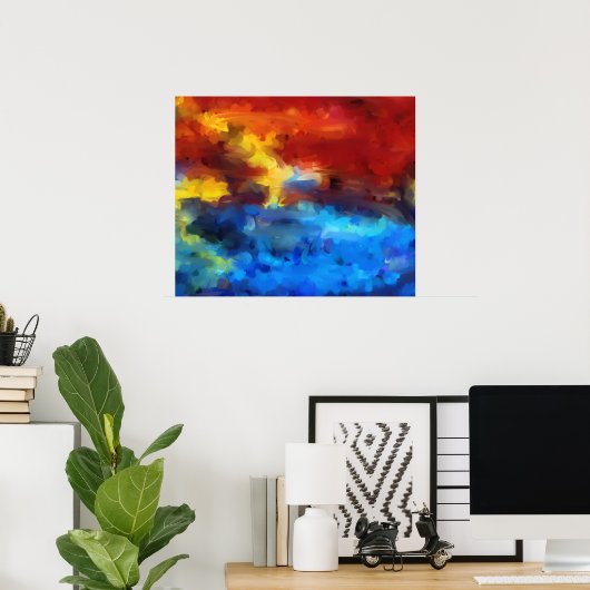 LEVENDIGE ABSTRACTE ZONSONDERGANG LANDSCHAPSKUNST POSTER (Thuiskantoor)