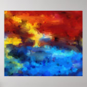 LEVENDIGE ABSTRACTE ZONSONDERGANG LANDSCHAPSKUNST POSTER (Voorkant)