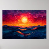 Levendige Abstracte Zonsondergang Over Rollende Go Poster (Voorkant)