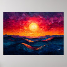 Levendige Abstracte Zonsondergang Over Rollende Go