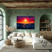 Levendige Abstracte Zonsondergang Over Rollende Go Poster