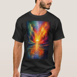 Levendige Abstracte Zonsondergang Reflectie T-shirt