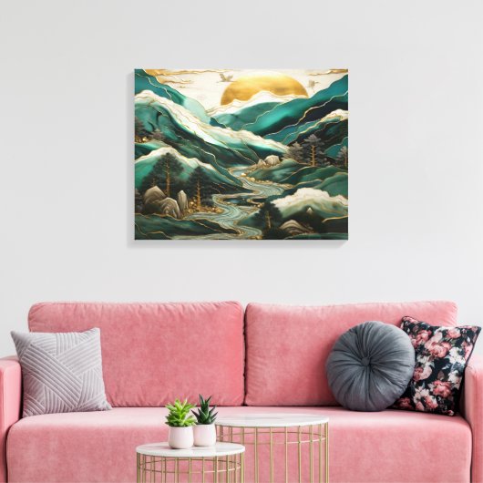 Levendige Abstracte zonsondergangkranen uitgerekt  Canvas Afdruk (Insitu (Woonkamer))
