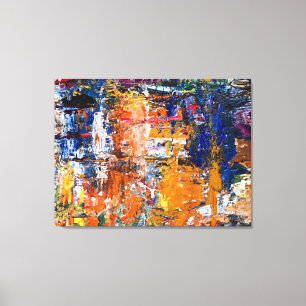Levendige abstractie - Olieschilderchaos op het pa Canvas Afdruk