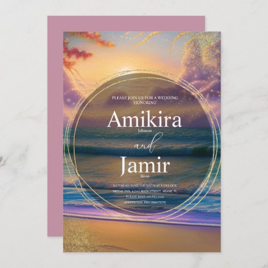 Levendige achtergrond Glitter Weddenschap Kaart (Voorkant / Achterkant)