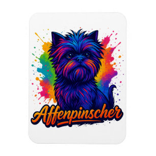 Levendige Affenpinscher Pop Kunstportret – Kleurri Magneet