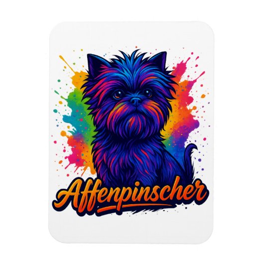 Levendige Affenpinscher Pop Kunstportret – Kleurri Magneet (Verticaal)