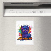Levendige Affenpinscher Pop Kunstportret – Kleurri Magneet (Insitu (Vaatwasser))