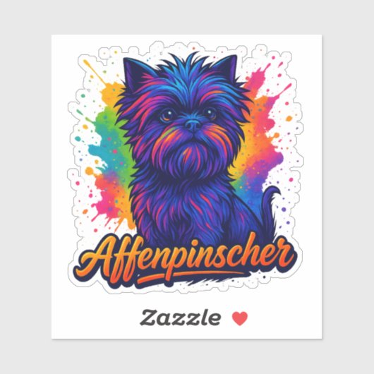 Levendige Affenpinscher Pop Kunstportret – Kleurri Sticker (Vel)