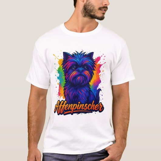 Levendige Affenpinscher Pop Kunstportret – Kleurri T-shirt (Voorkant)