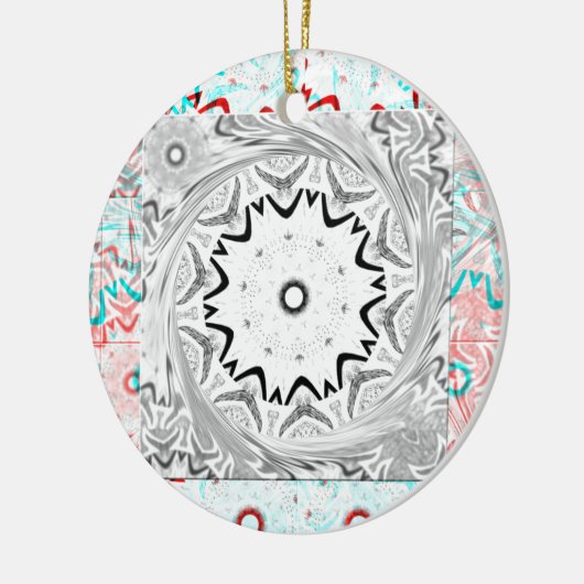 Levendige Afrikaanse cultuur: een roze en cyaan sa Keramisch Ornament (Links)