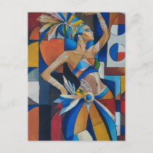 Levendige Afrikaanse Danser Kubistische Geometrisc