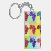 Levendige Afrikaanse kaart kleurrijke ontwerpsleut Sleutelhanger (Voorkant Links)