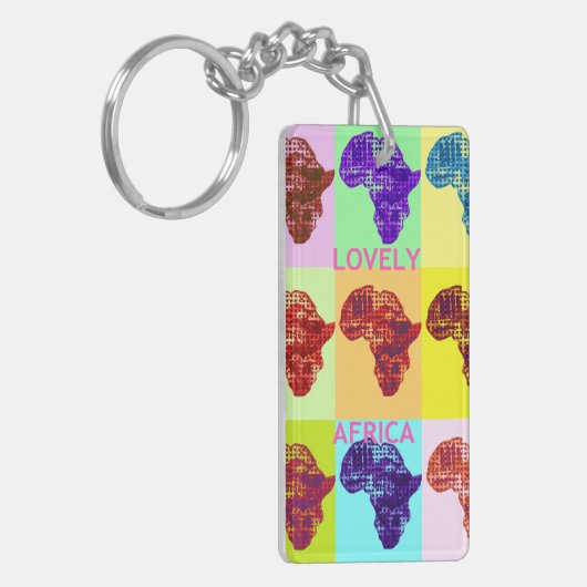 Levendige Afrikaanse kaart kleurrijke ontwerpsleut Sleutelhanger (Voorkant Links)