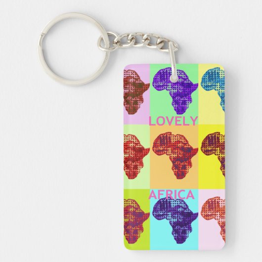 Levendige Afrikaanse kaart kleurrijke ontwerpsleut Sleutelhanger (Voorkant)