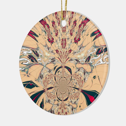 Levendige Afrikaanse Kaleidoscoop: Een Peachy Deli Keramisch Ornament (Links)