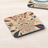 Levendige Afrikaanse Kaleidoscoop: Een Peachy Deli Onderzetter (Linkerzijde)