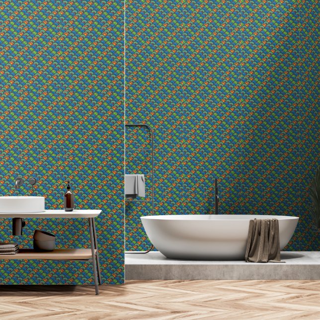 Levendige Afrikaanse Textiel: Het mengen van Patro Behang (Badkamer)