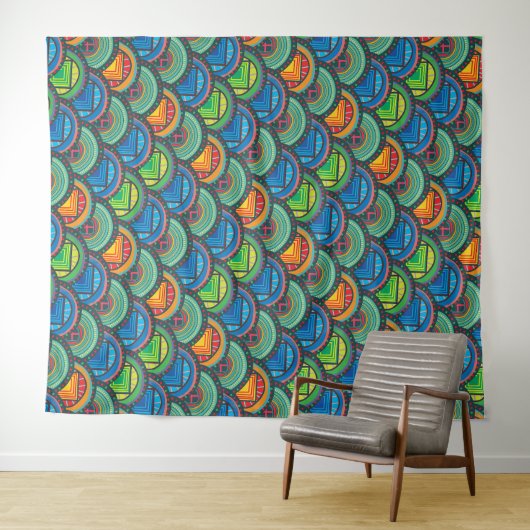 Levendige Afrikaanse Textiel: Het mengen van Patro Wandkleed (In Situ (horizontaal))