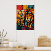 Levendige Afrikaanse wildlife kunst Poster (Keuken)