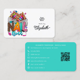 Levendige Afro-Amerikaanse Nagel-Baas Branding Visitekaartje