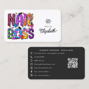 Levendige Afro-Amerikaanse Nagel-Baas Branding Visitekaartje