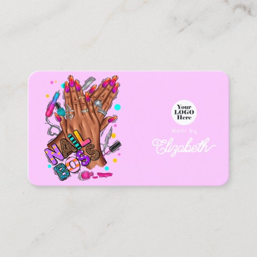 Levendige Afro-Amerikaanse Nail Boss Visitekaartje (Voorkant)