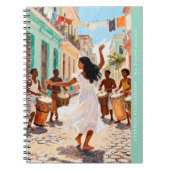 Levendige Afro-Caribische Dans Monogram Reis Notitieboek (Voorkant)
