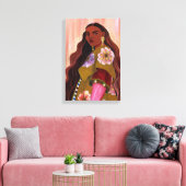 Levendige Afroboheemse Vrouw Acryl Schilderij Boho Canvas Afdruk (Insitu (Woonkamer))