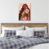 Levendige Afroboheemse Vrouw Acryl Schilderij Boho Canvas Afdruk (Insitu (Slaapkamer))