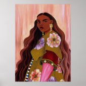 Levendige Afroboheemse Vrouw Acryl Schilderij Boho Poster (Voorkant)