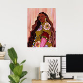 Levendige Afroboheemse Vrouw Acryl Schilderij Boho Poster (Thuiskantoor)