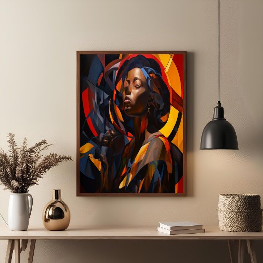 Levendige Afrocentrische Abstracte Portretkunst Perfect Poster