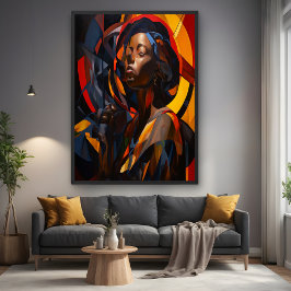 Levendige Afrocentrische Abstracte Portretkunst Perfect Poster