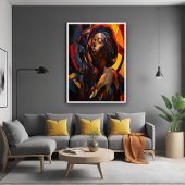 Levendige Afrocentrische Abstracte Portretkunst Poster