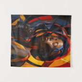 Levendige Afrocentrische Abstracte Portretkunst Wandkleed (Voorkant (horizontaal))
