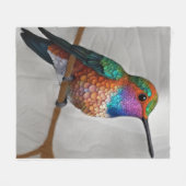Levendige Allen's Kolibrie Schildering Fleece Deken (Voorkant (Horizontaal))