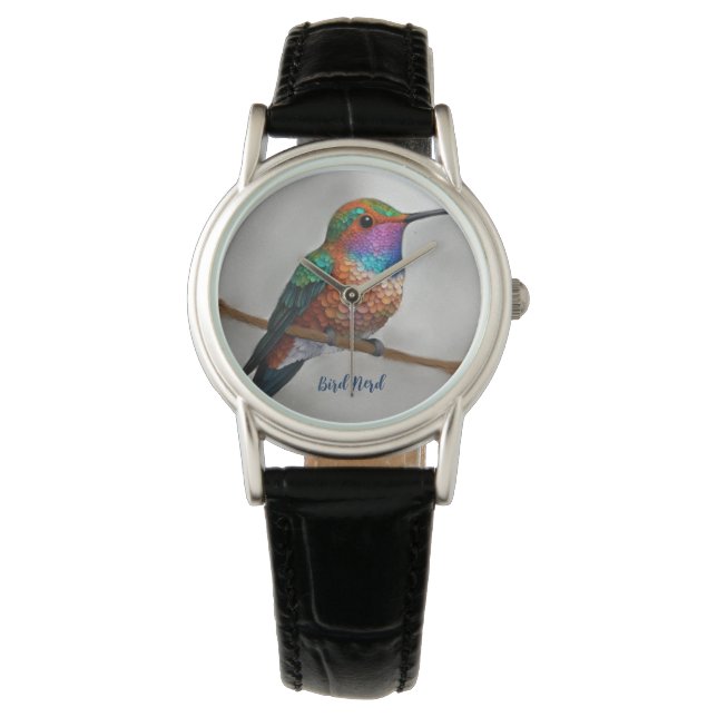 Levendige Allen's Kolibrie Schildering Horloge (Voorkant)