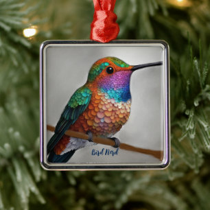 Levendige Allen's Kolibrie Schildering Metalen Ornament