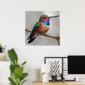 Levendige Allen's Kolibrie Schildering Poster (Thuiskantoor)